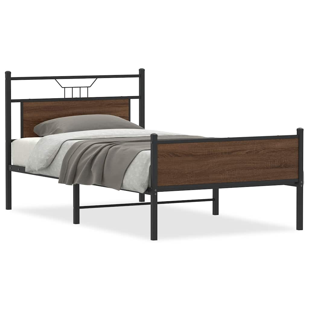 Sengeramme uten madrass brun eik 100x190 cm konstruert tre