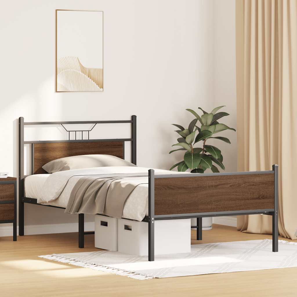 Sengeramme uten madrass brun eik 100x190 cm konstruert tre