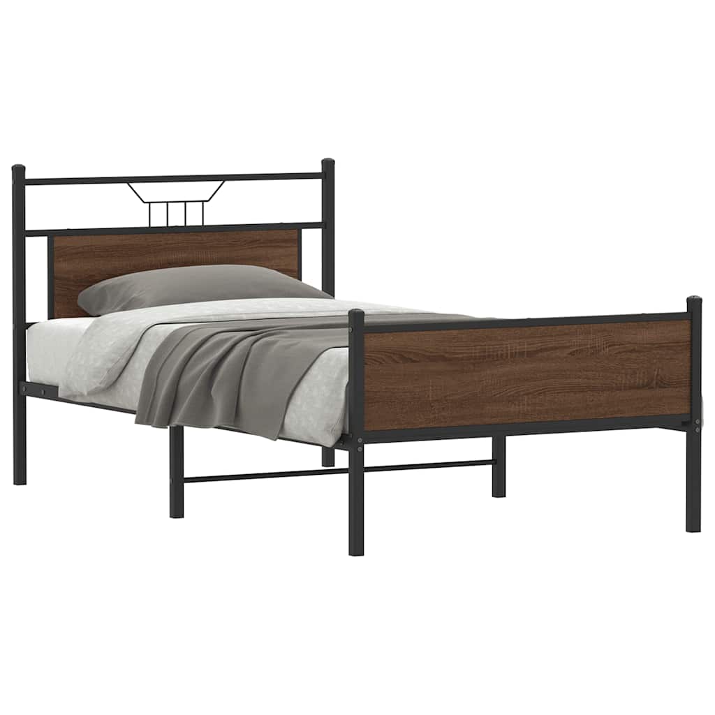 Sengeramme uten madrass brun eik 100x200 cm konstruert tre