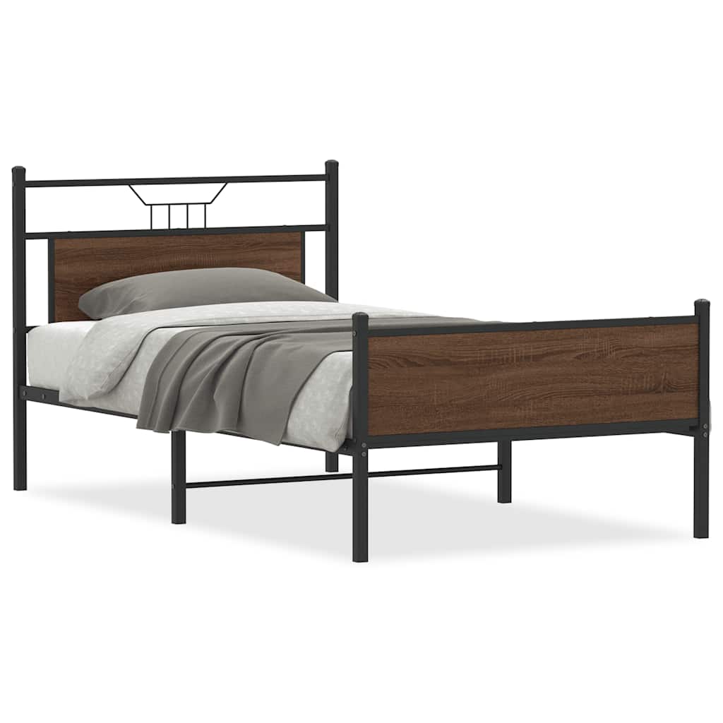 Sengeramme uten madrass brun eik 107x203 cm konstruert tre