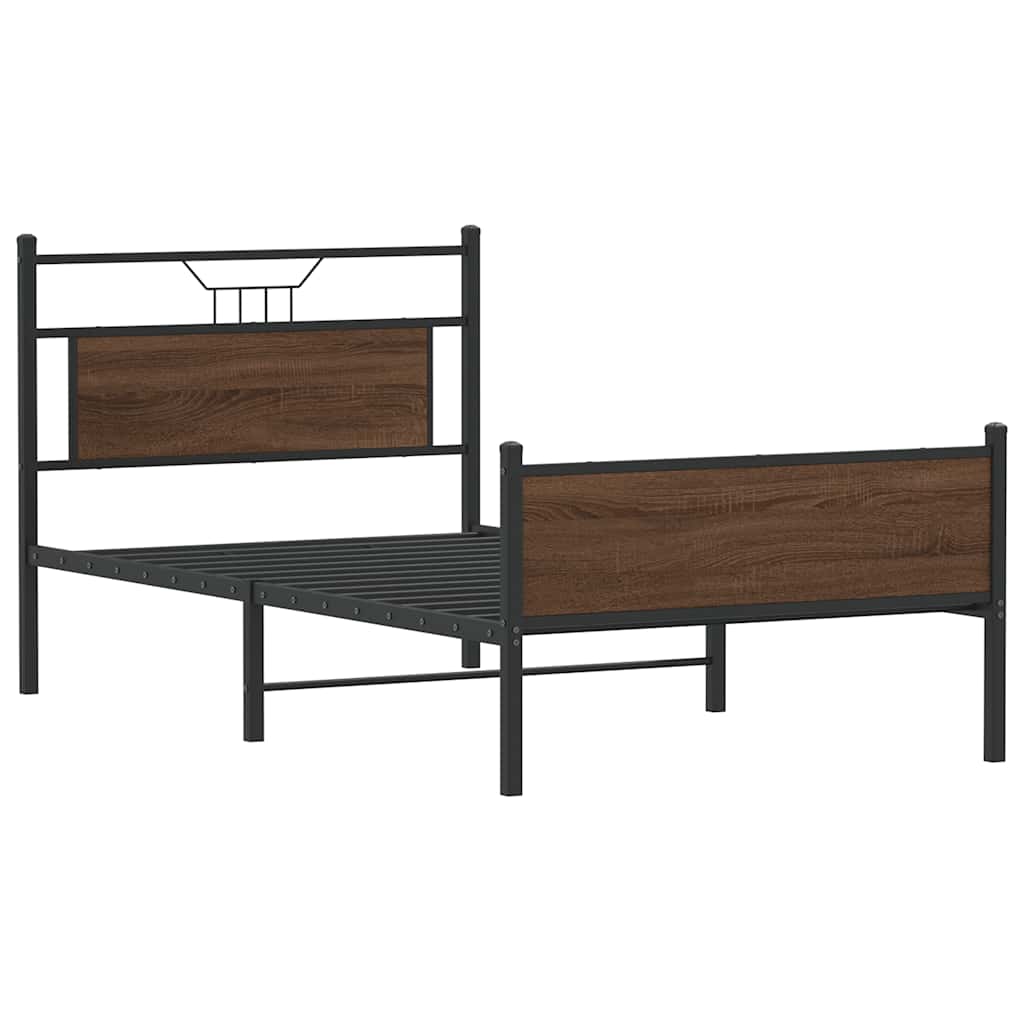 Sengeramme uten madrass brun eik 107x203 cm konstruert tre