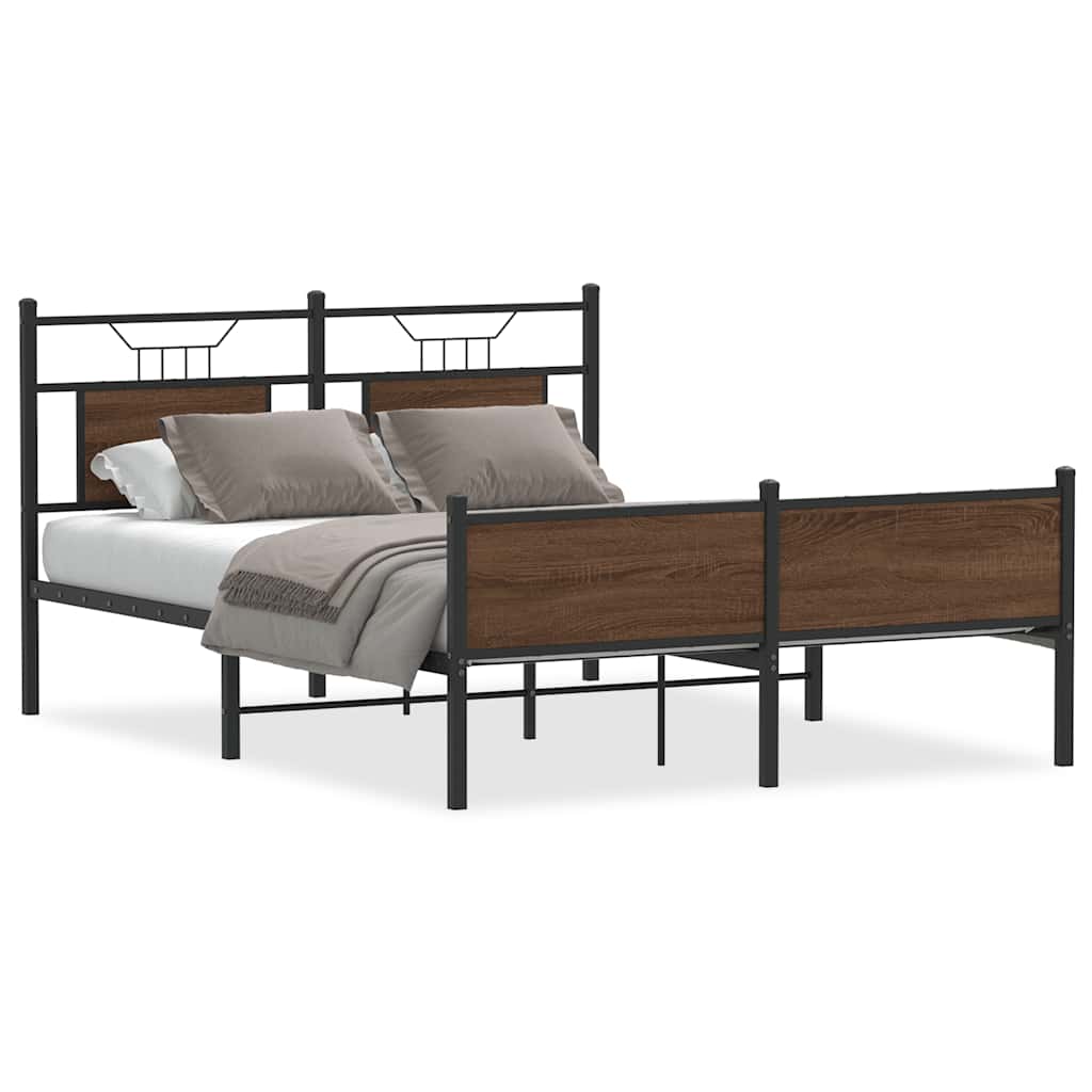 Sengeramme uten madrass brun eik 137x190 cm konstruert tre
