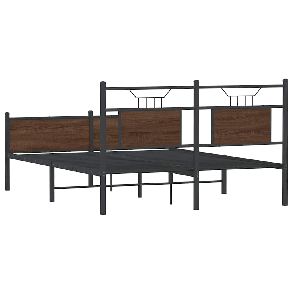 Sengeramme uten madrass brun eik 140x190 cm konstruert tre