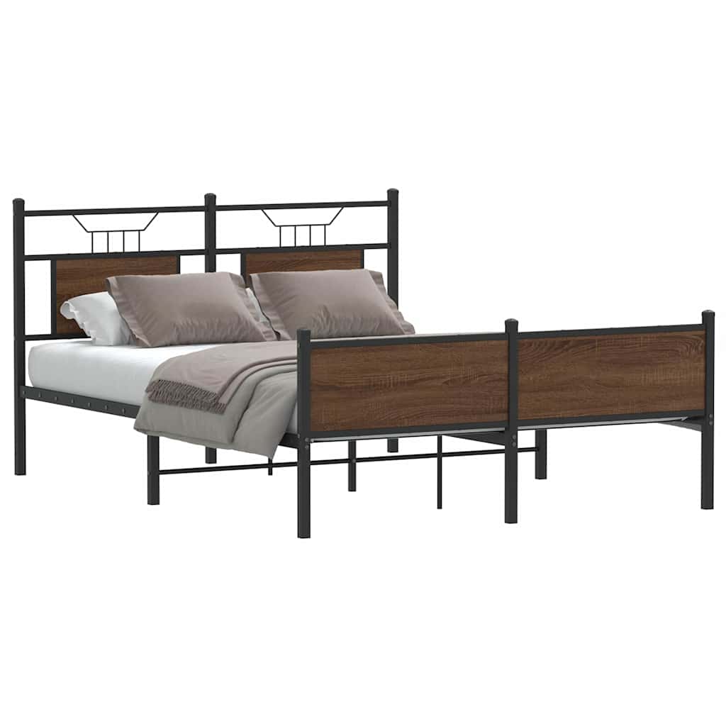 Sengeramme uten madrass brun eik 140x200 cm konstruert tre