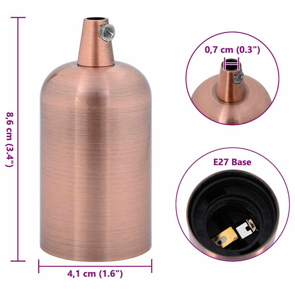 Lampeholdere 2 stk rød bronse E27