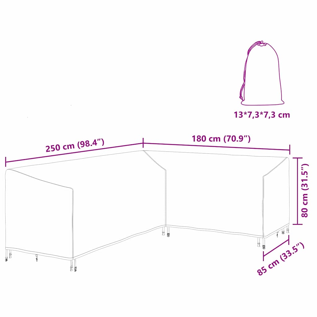 Møbelbeskyttelse Svart 250 x 180 x 80 cm 210D Oxford stoff