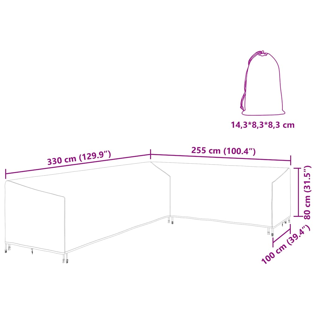 Møbelbeskyttelse Svart 330 x 255 x 80 cm 210D Oxford stoff