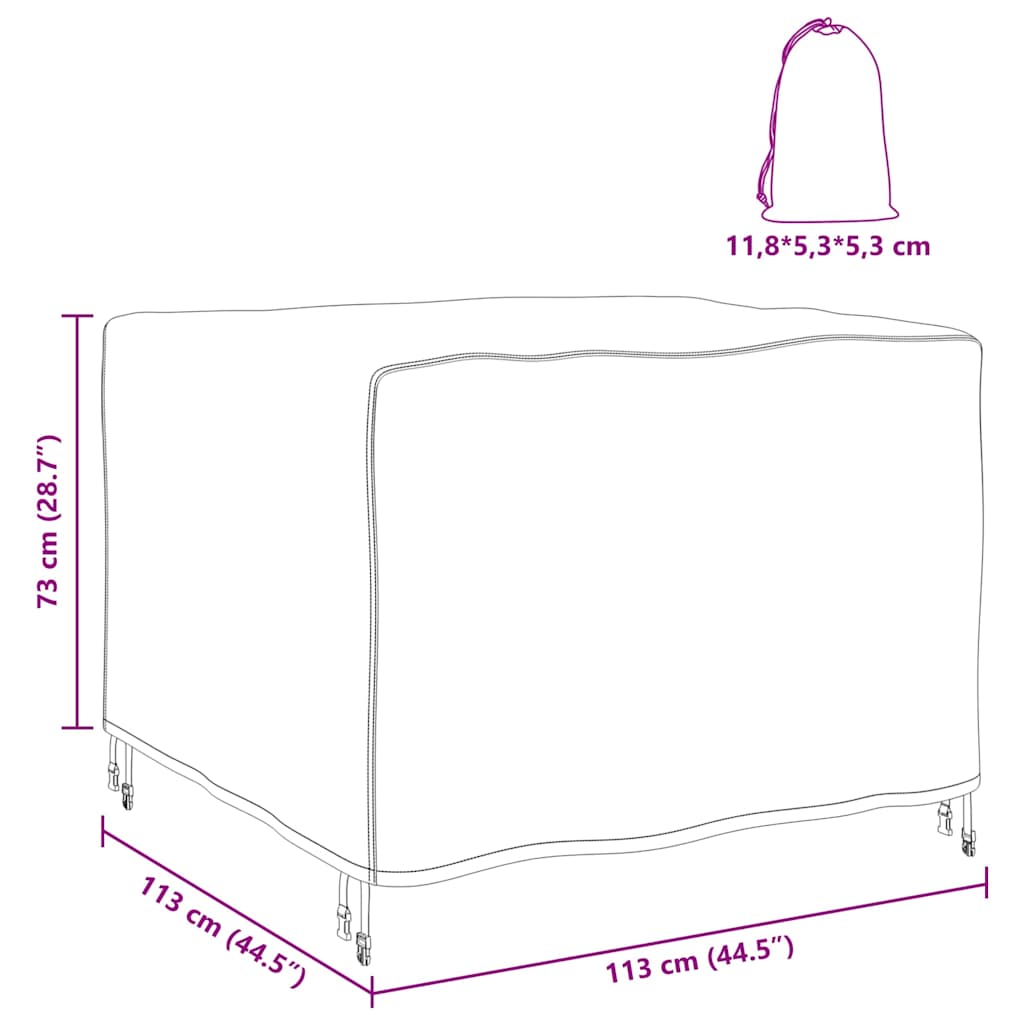 Møbelbeskyttelse Ensfarget Svart 113 x 113 x 73 cm 210D