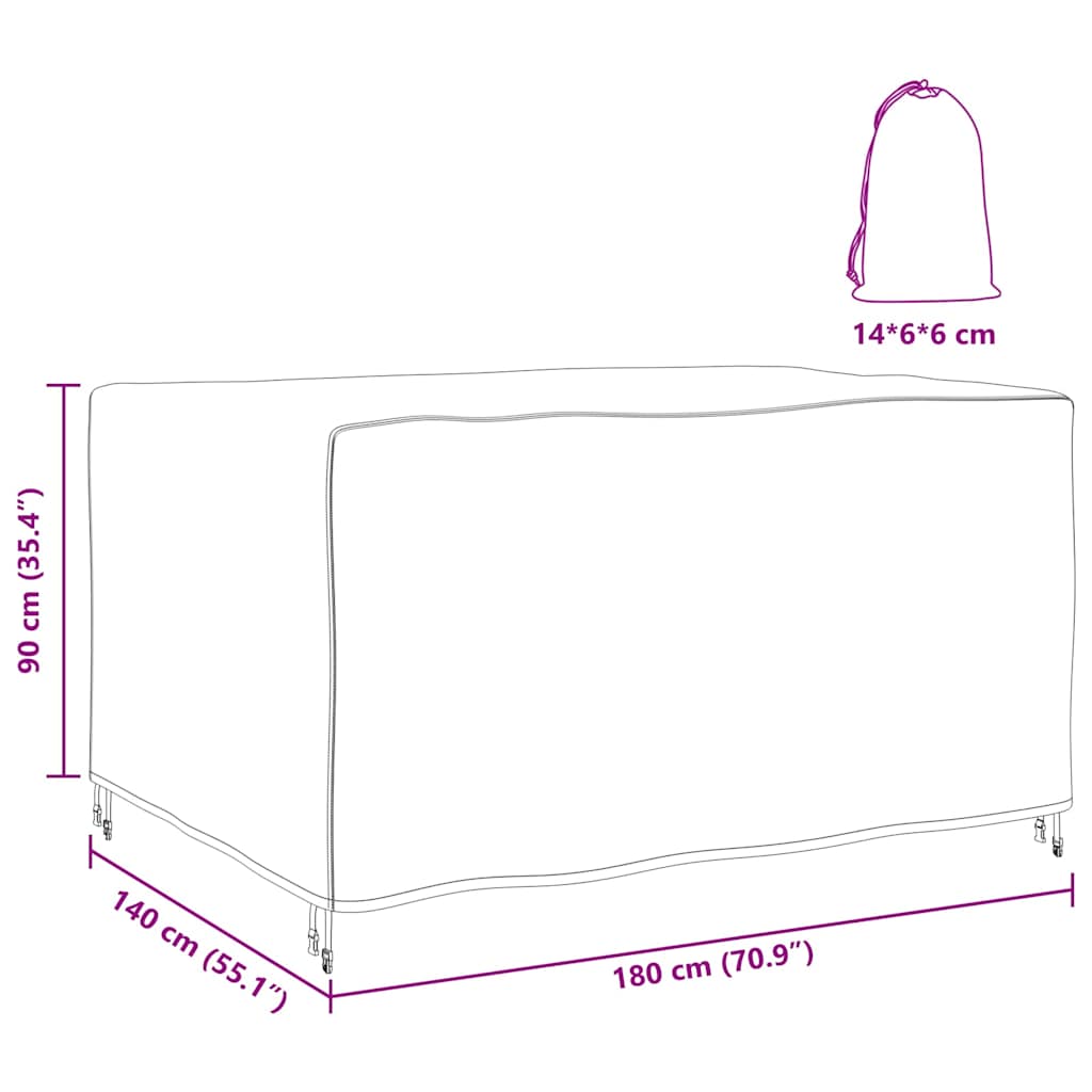 Møbelbeskyttelse Ensfarget Svart 180 x 140 x 90 cm 210D