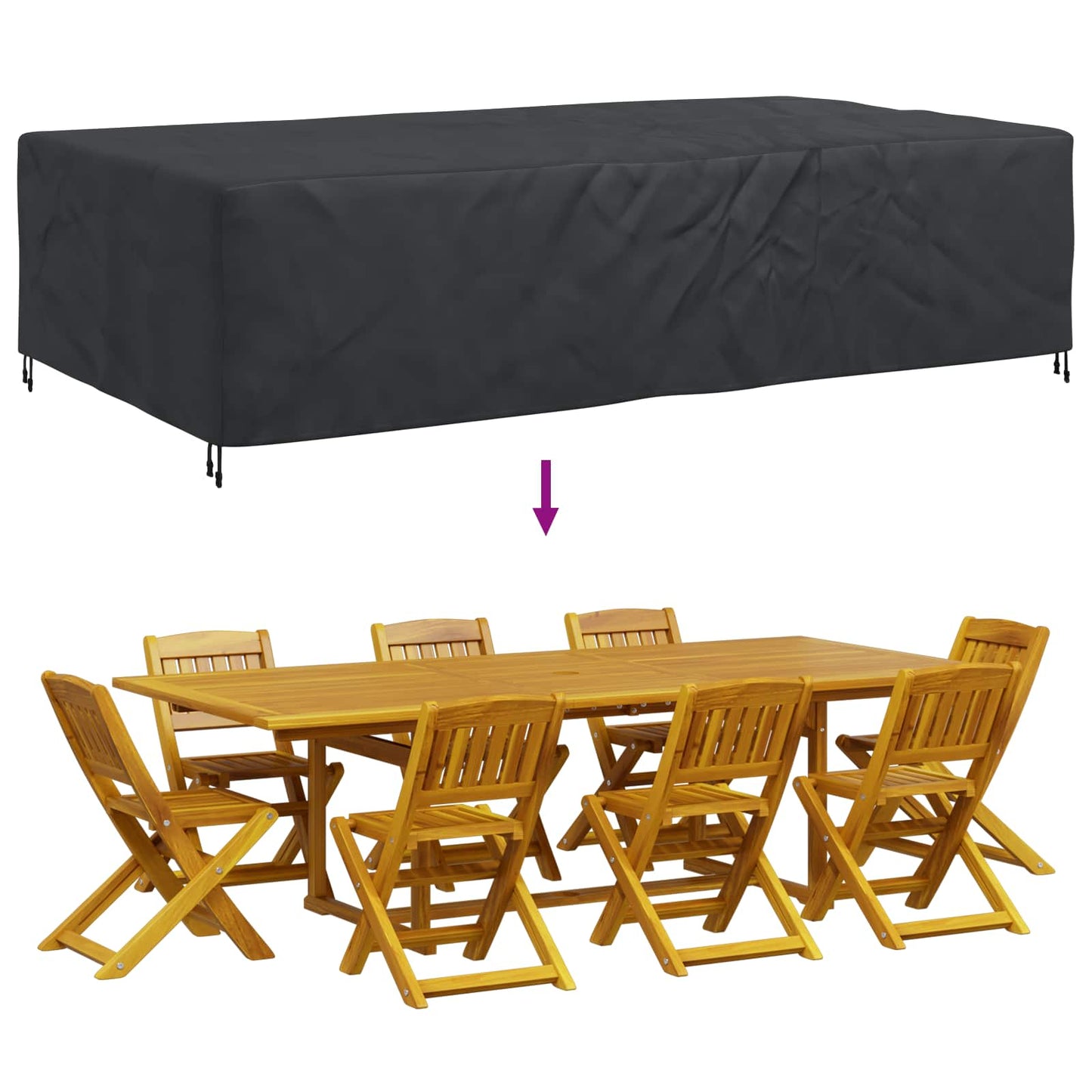 Møbelbeskyttelse Ensfarget Svart 305 x 190 x 85 cm 210D