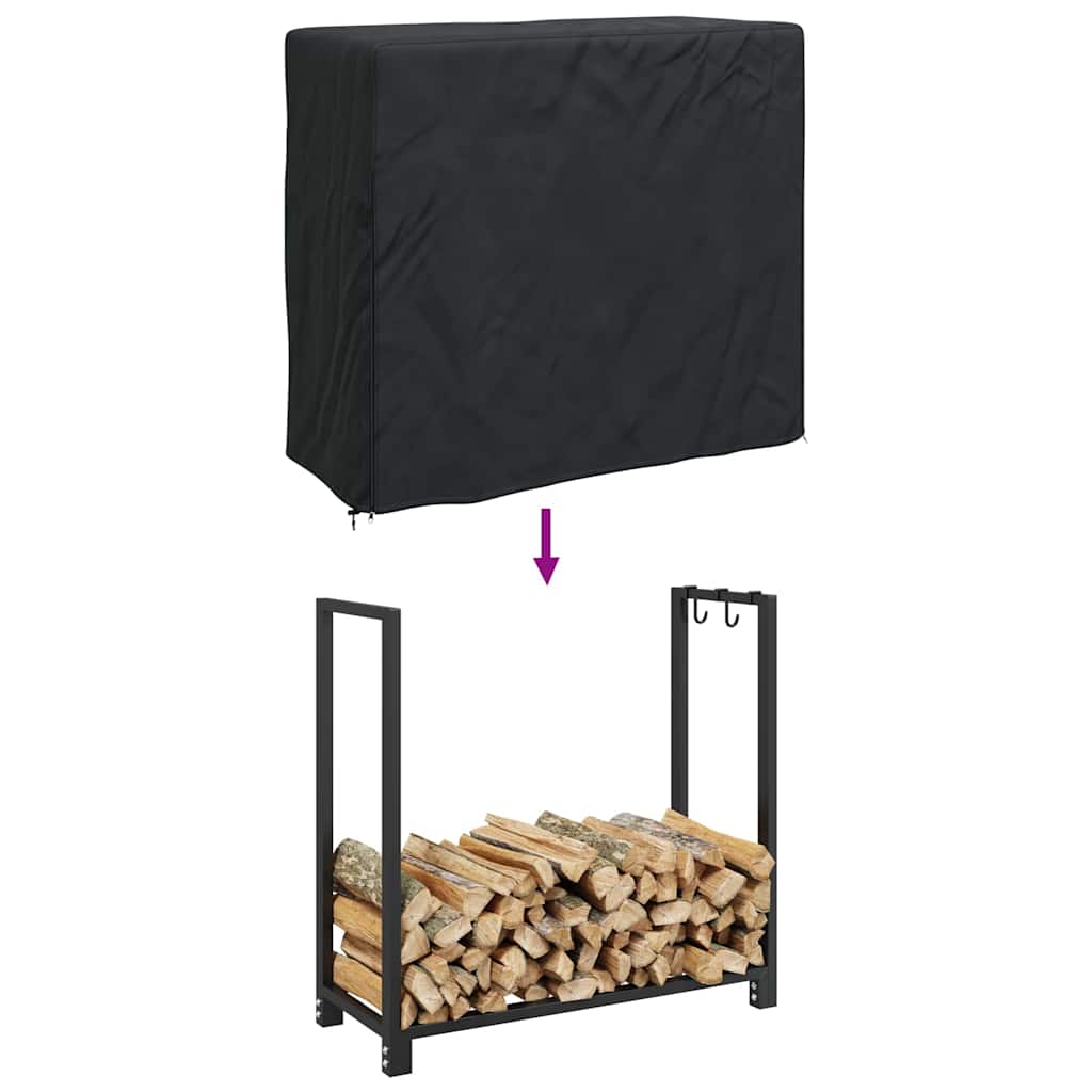 Vedstativtrekk Svart 61 x 122 x 106 cm 600D Oxford Stoff