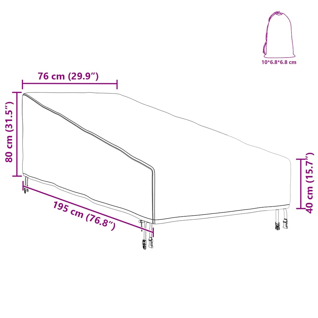 Utemøbelbeskyttelse Svart 195 x 76 x 82 cm 210D Oxford stoff