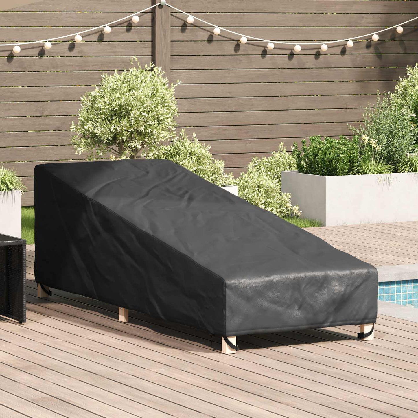 Utemøbelbeskyttelse Svart 195 x 76 x 82 cm 420D Oxford stoff
