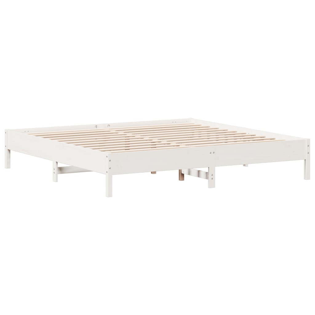 Sengeramme med madrass hvit 200x200 cm heltre furu