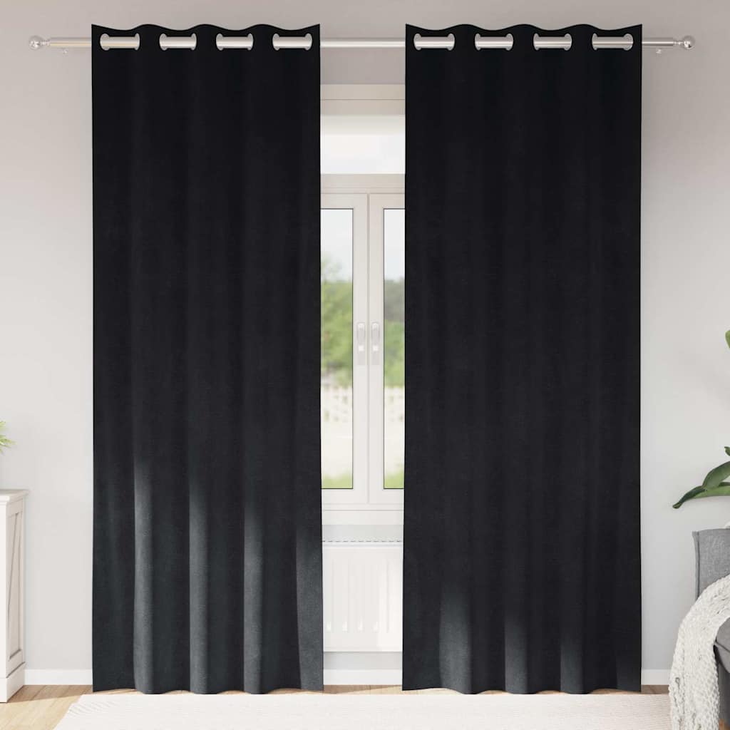 Blendingsgardiner 2 pcs Svart 140 x 225 cm Fløyel