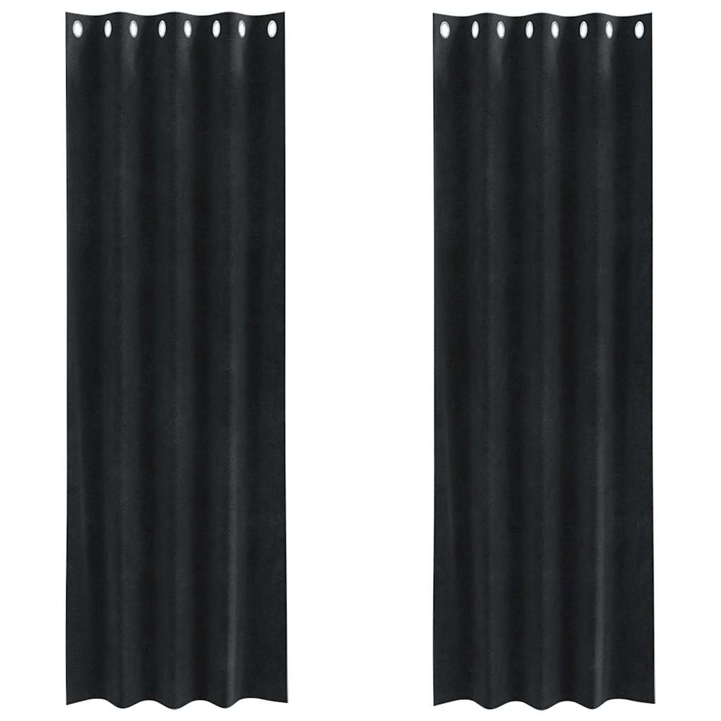 Blendingsgardiner 2 pcs Svart 140 x 225 cm Fløyel