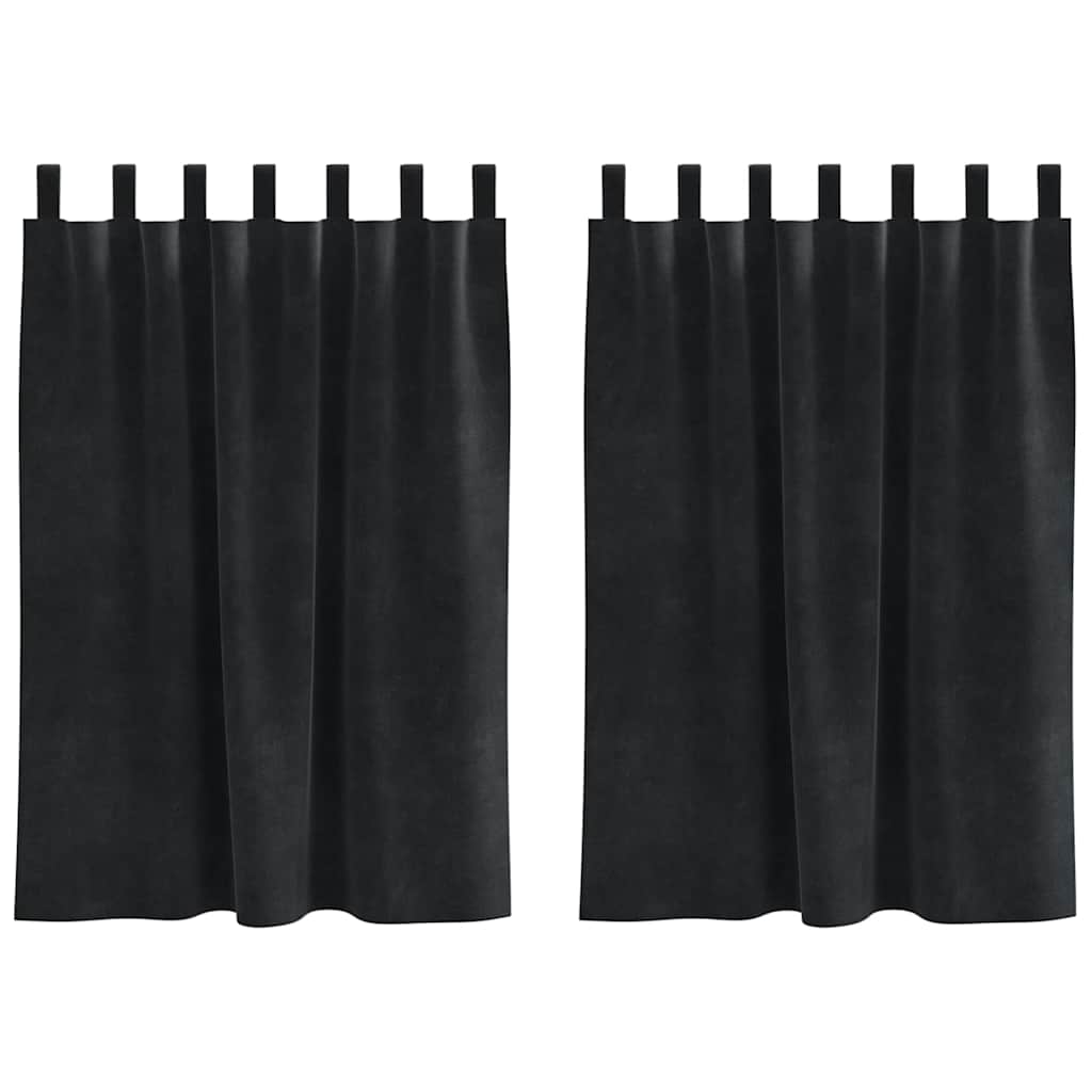 Blendingsgardiner 2 pcs Svart 140 x 140 cm Fløyel