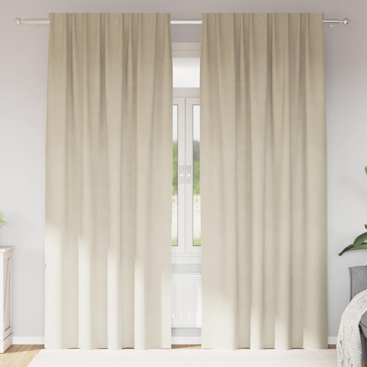 Blendingsgardiner 2 pcs Krem 140 x 260 cm Fløyel