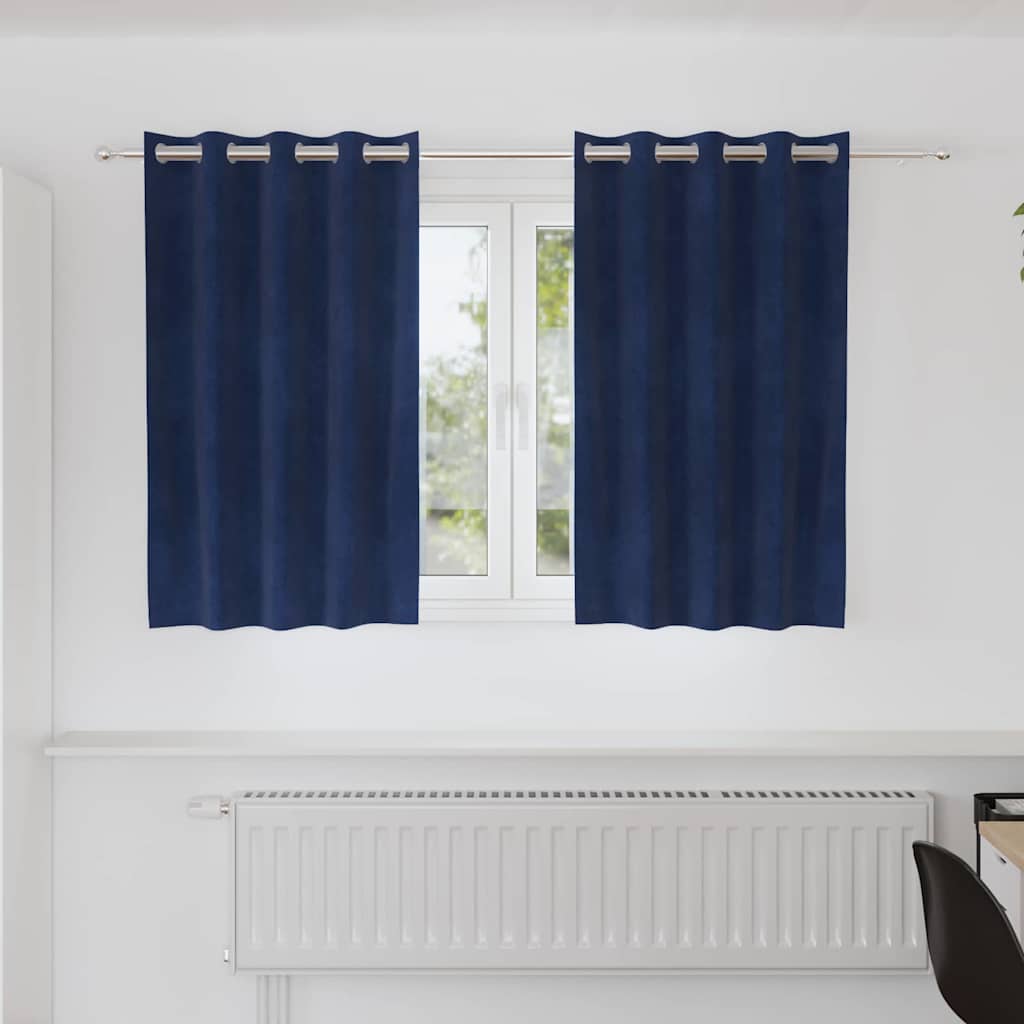 Blendingsgardiner 2 pcs Mørkeblå 140 x 140 cm Fløyel