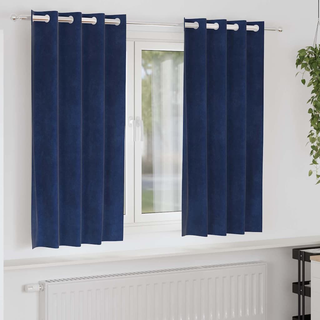 Blendingsgardiner 2 pcs Mørkeblå 140 x 175 cm Fløyel vidaXL