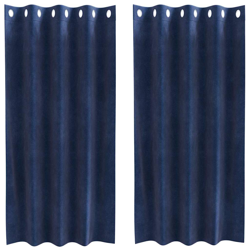 Blendingsgardiner 2 pcs Mørkeblå 140 x 175 cm Fløyel vidaXL
