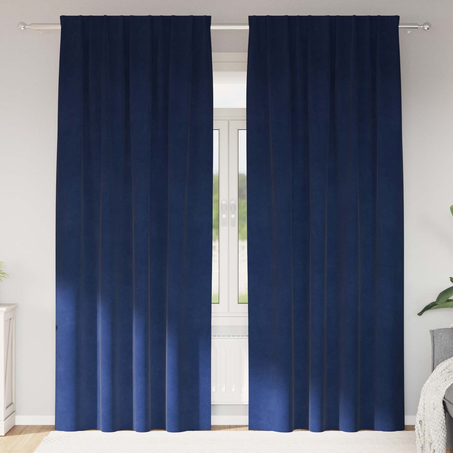 Blendingsgardiner 2 pcs Mørkeblå 140 x 260 cm Fløyel