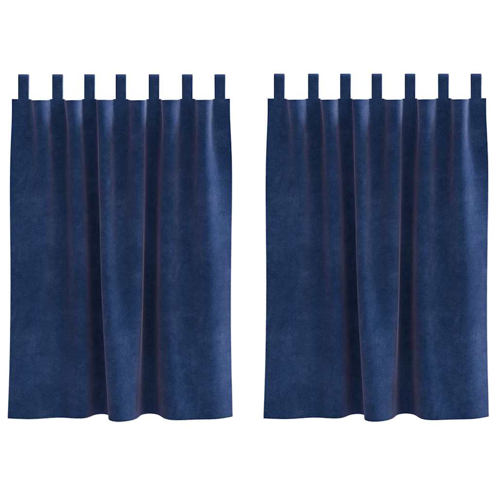 Blendingsgardiner 2 pcs Mørkeblå 140 x 140 cm Fløyel