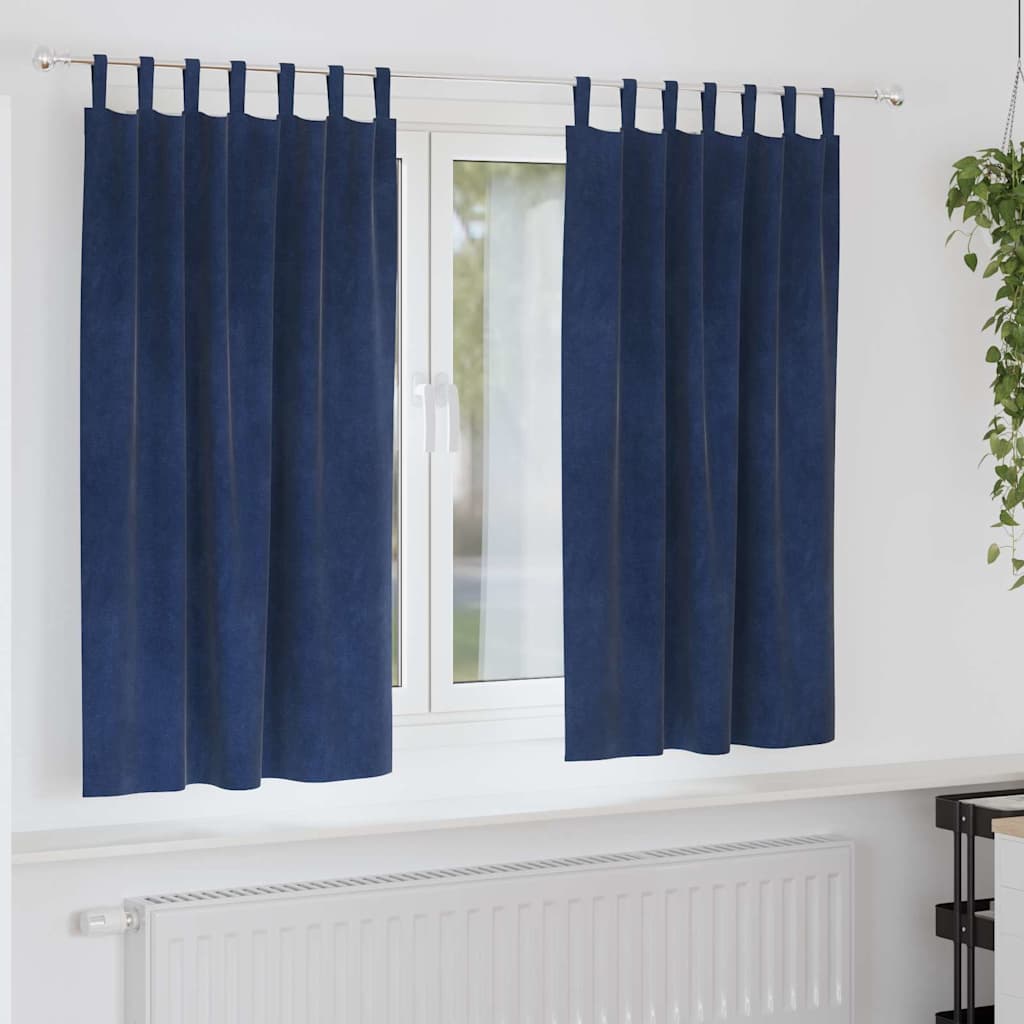Blendingsgardiner 2 pcs Mørkeblå 140 x 175 cm Fløyel