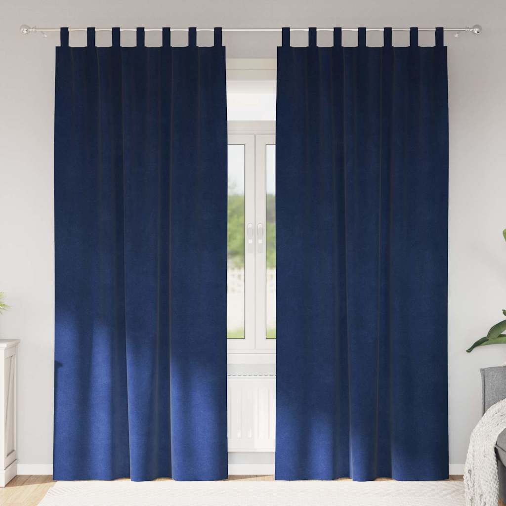 Blendingsgardiner 2 pcs Mørkeblå 140 x 225 cm Fløyel