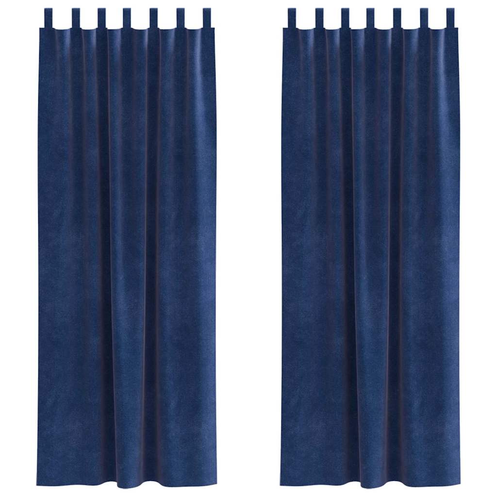 Blendingsgardiner 2 pcs Mørkeblå 140 x 225 cm Fløyel