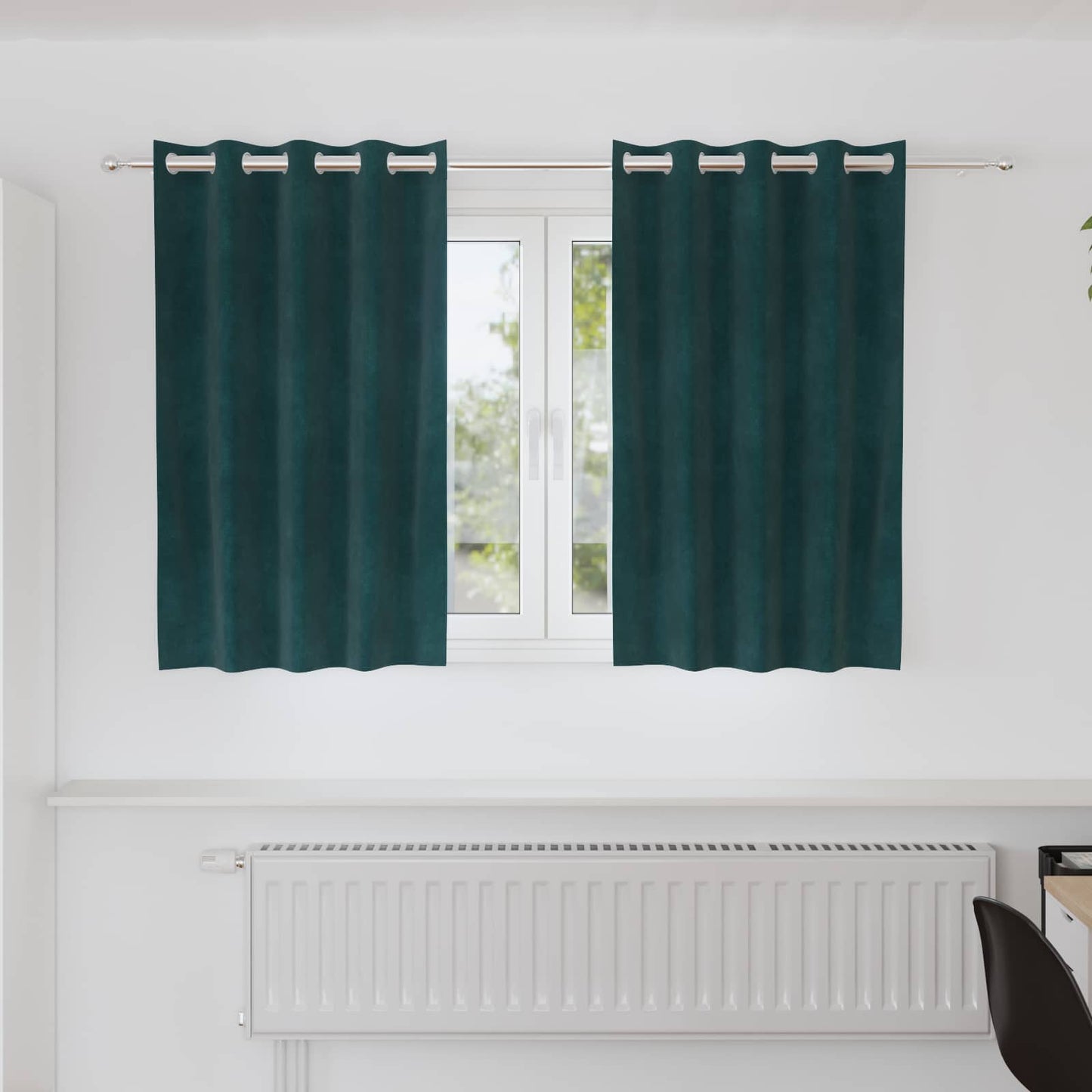 Blendingsgardiner 2 pcs Mørkegrønn 140 x 140 cm Fløyel vidaXL