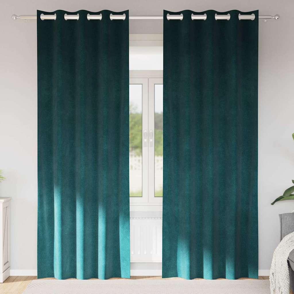 Blendingsgardiner 2 pcs Mørkegrønn 140 x 260 cm Fløyel