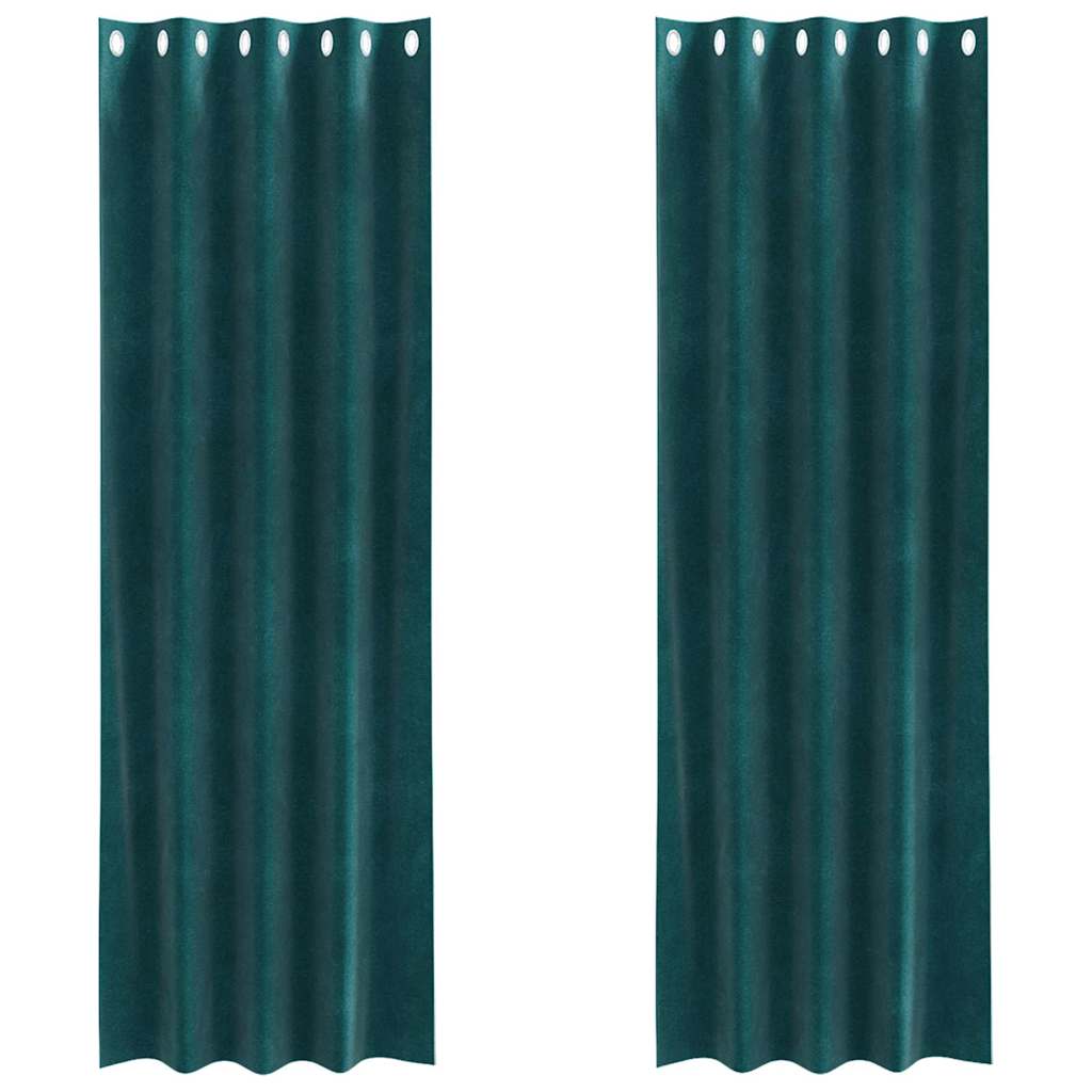 Blendingsgardiner 2 pcs Mørkegrønn 140 x 260 cm Fløyel