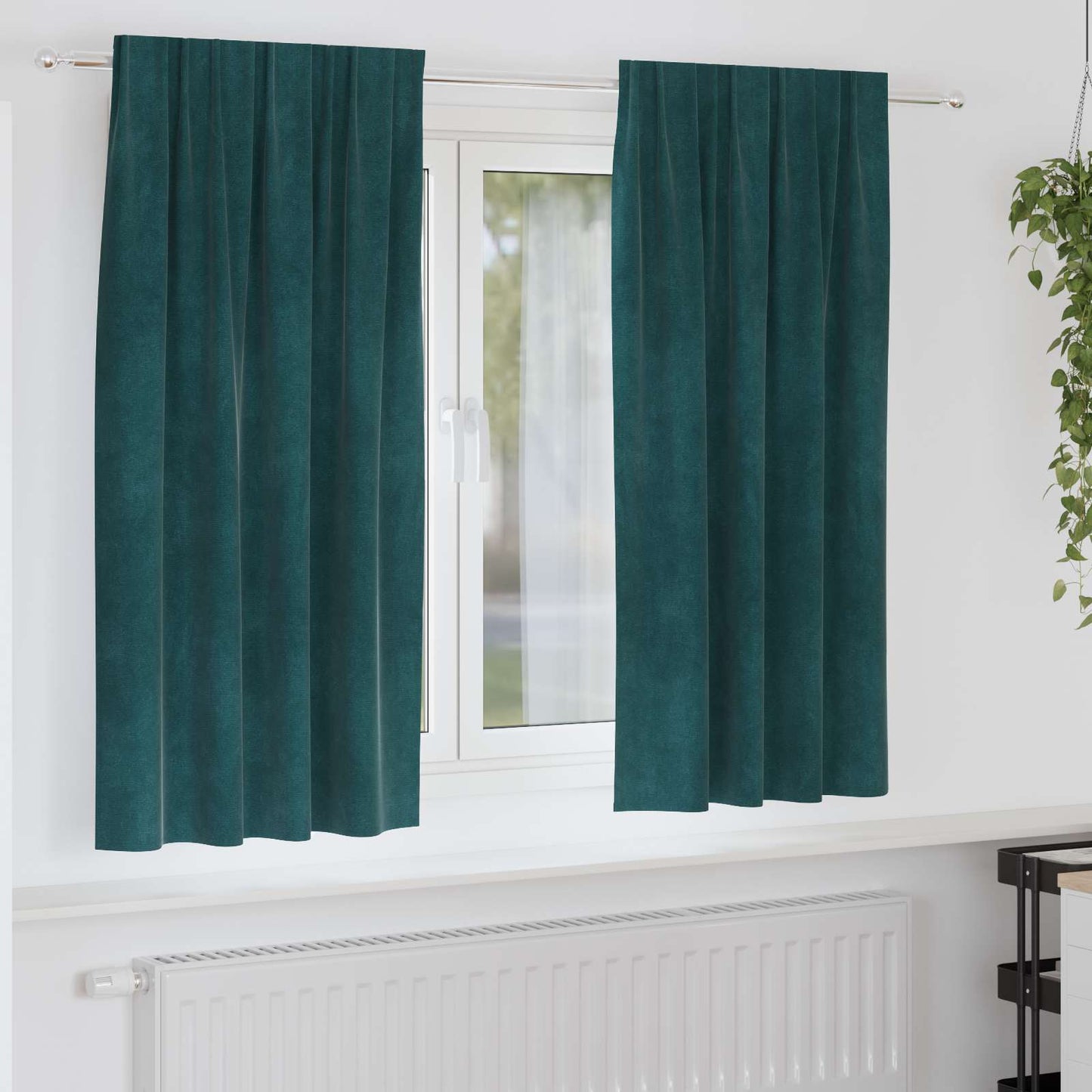 Blendingsgardiner 2 pcs Mørkegrønn 140 x 175 cm Fløyel vidaXL