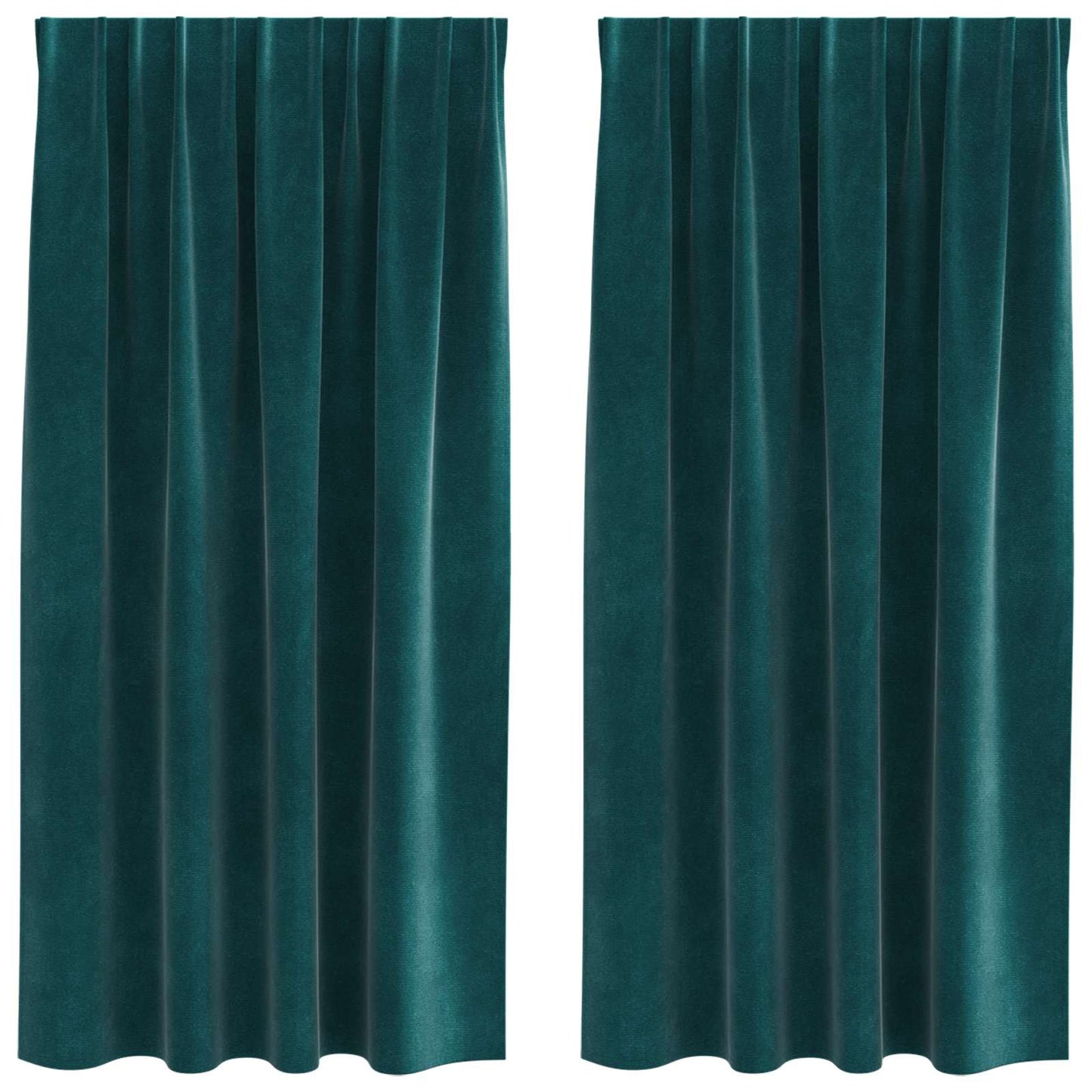 Blendingsgardiner 2 pcs Mørkegrønn 140 x 175 cm Fløyel vidaXL