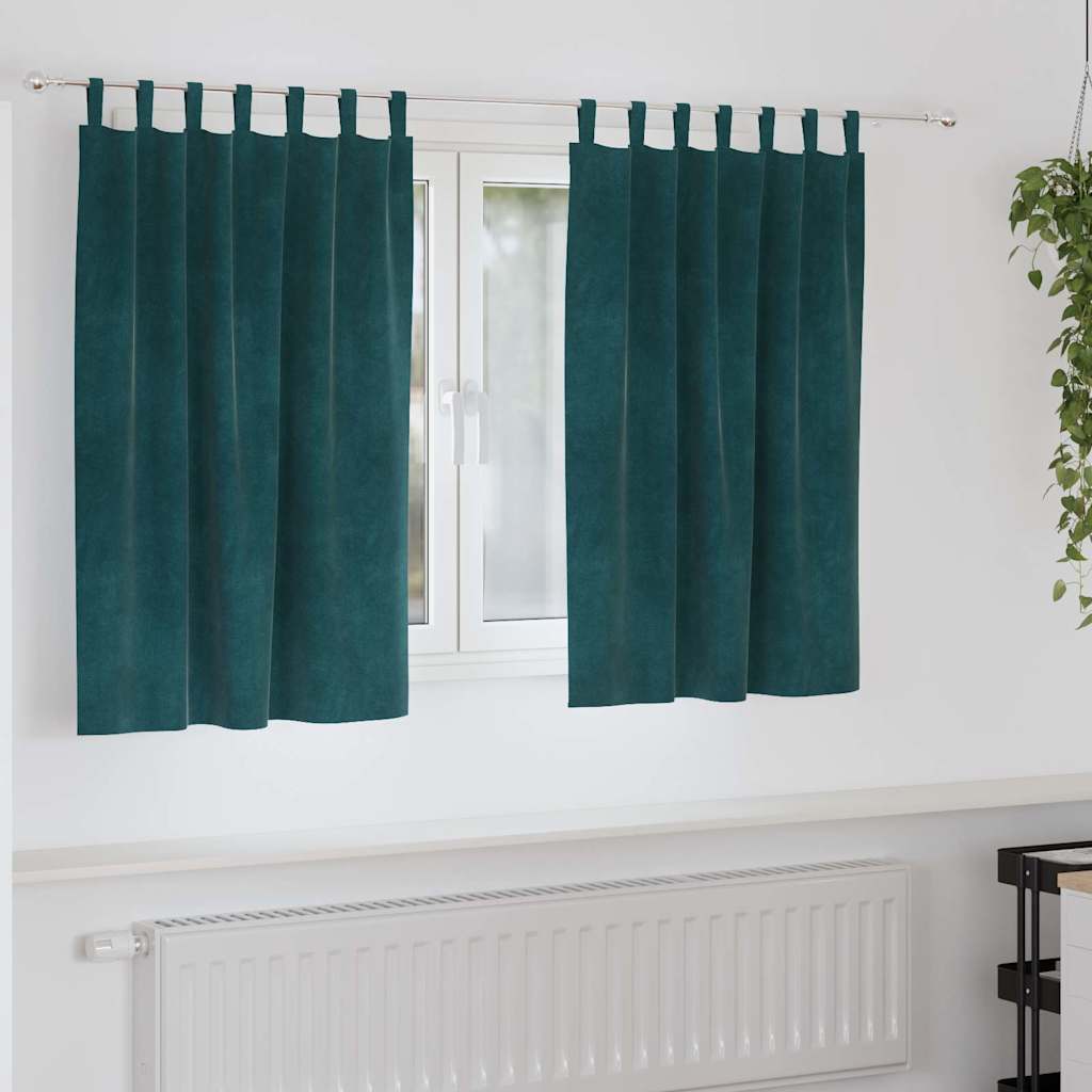 Blendingsgardiner 2 pcs Mørkegrønn 140 x 140 cm Fløyel vidaXL