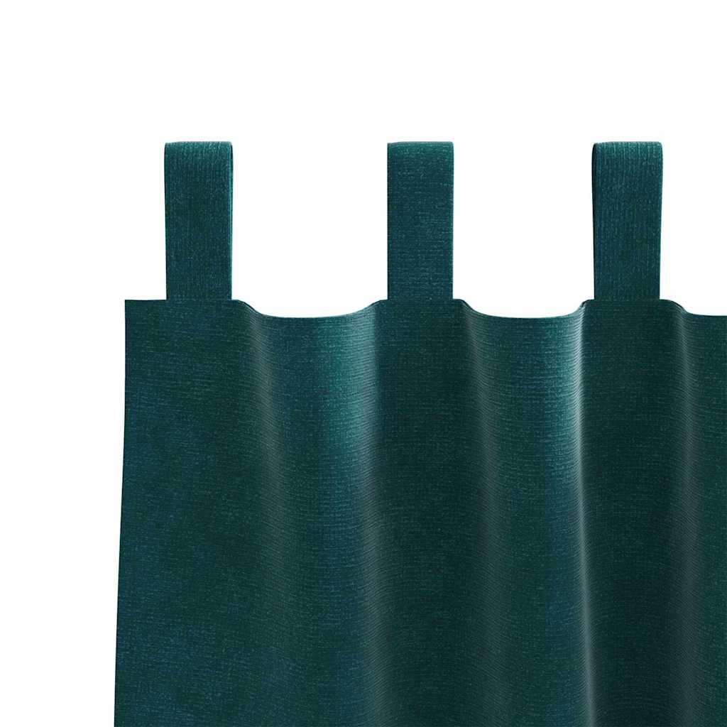 Blendingsgardiner 2 pcs Mørkegrønn 140 x 175 cm Fløyel vidaXL