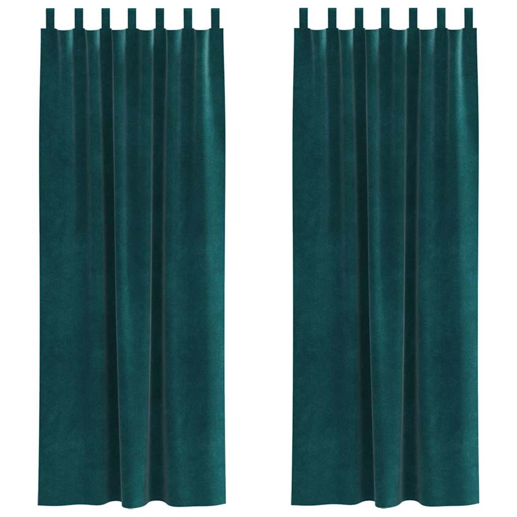 Blendingsgardiner 2 pcs Mørkegrønn 140 x 225 cm Fløyel vidaXL