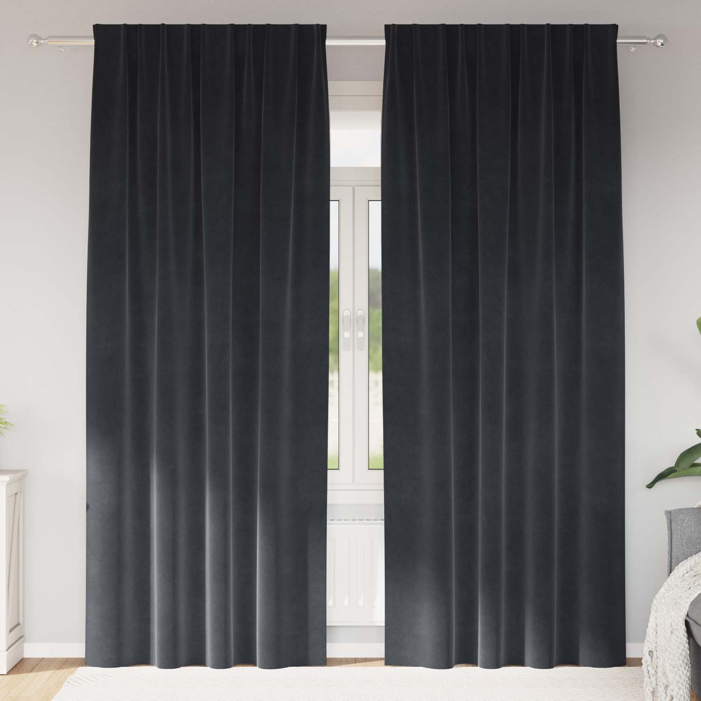 Blendingsgardiner 2 pcs Mørkegrå 140 x 260 cm Fløyel