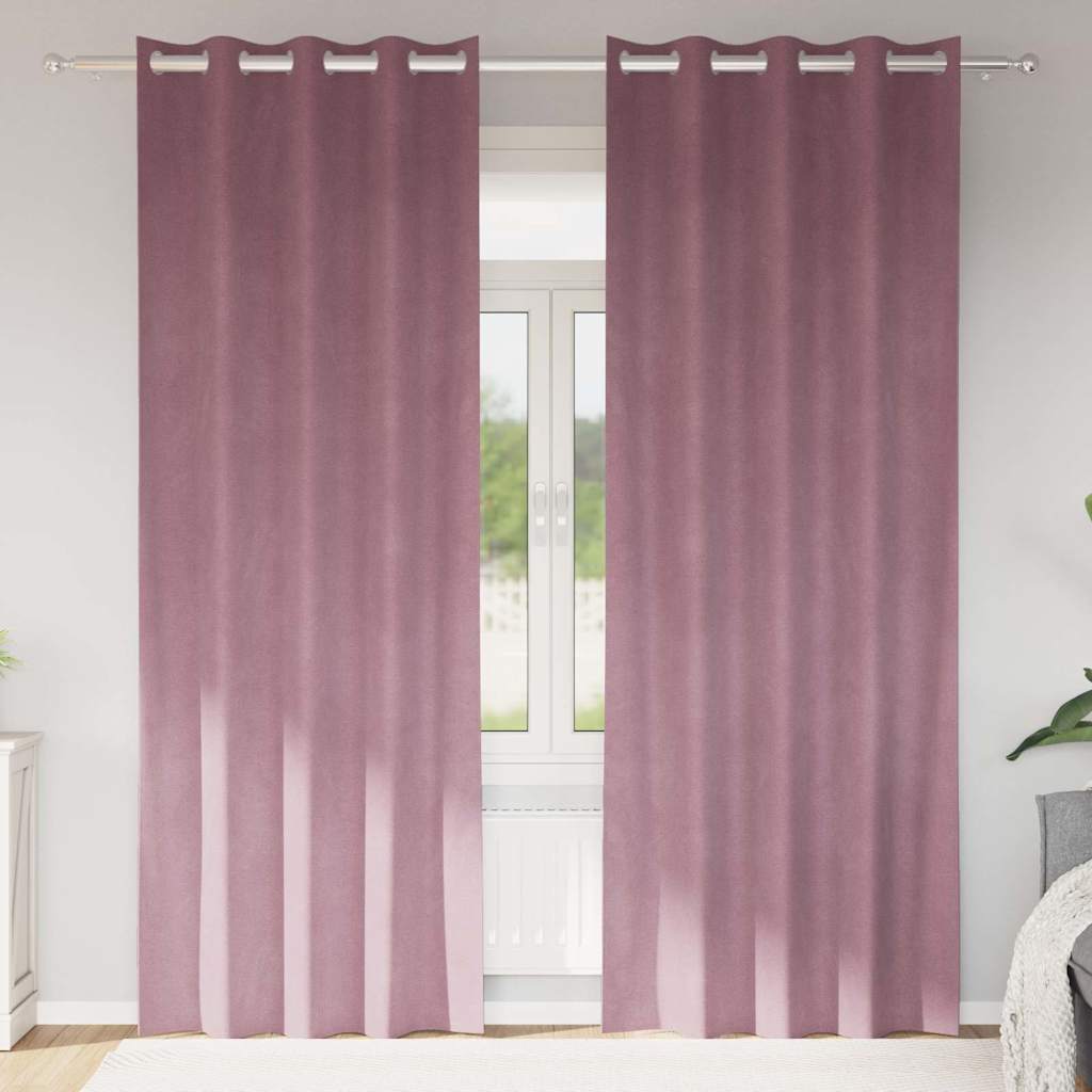 Blendingsgardiner 2 pcs Mørk rosa 140 x 225 cm Fløyel vidaXL