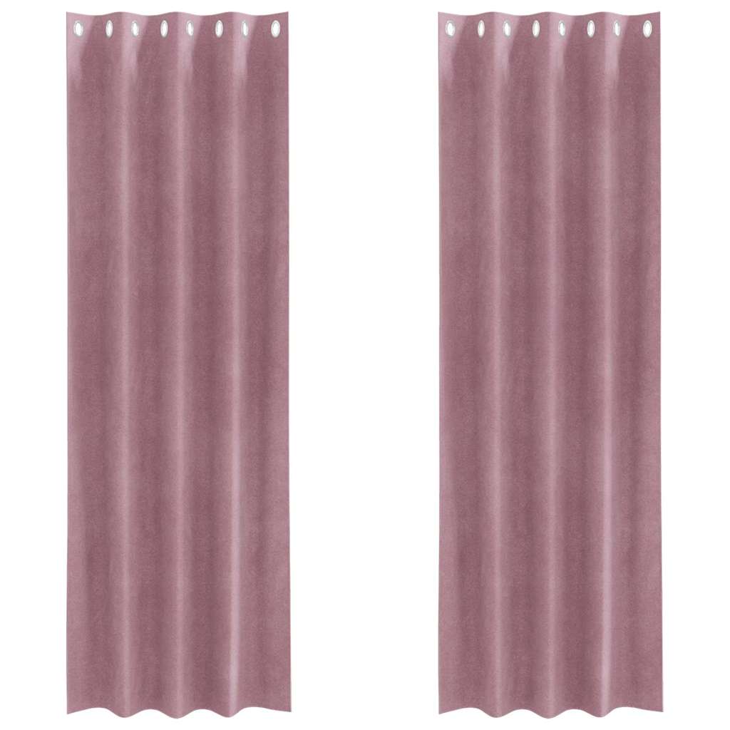 Blendingsgardiner 2 pcs Mørk rosa 140 x 225 cm Fløyel vidaXL