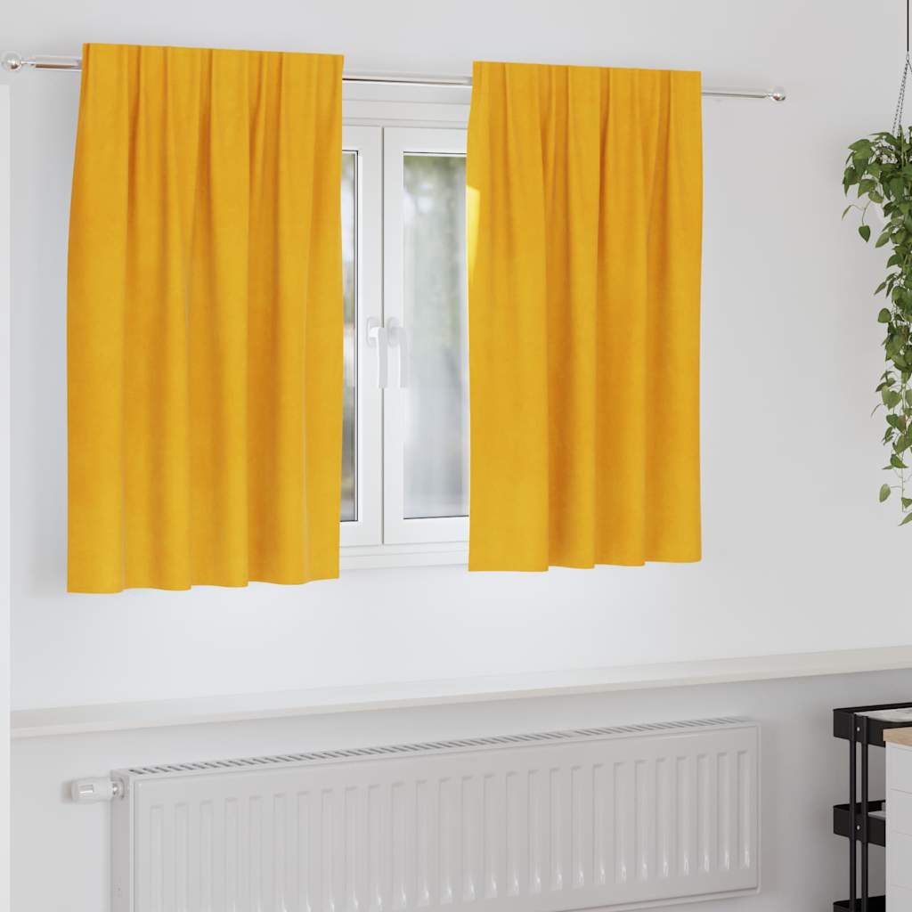 Blendingsgardiner 2 pcs Sennepsgul 140 x 140 cm Fløyel