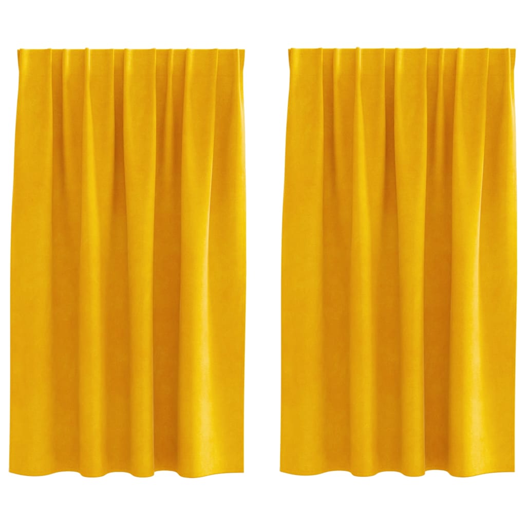 Blendingsgardiner 2 pcs Sennepsgul 140 x 140 cm Fløyel