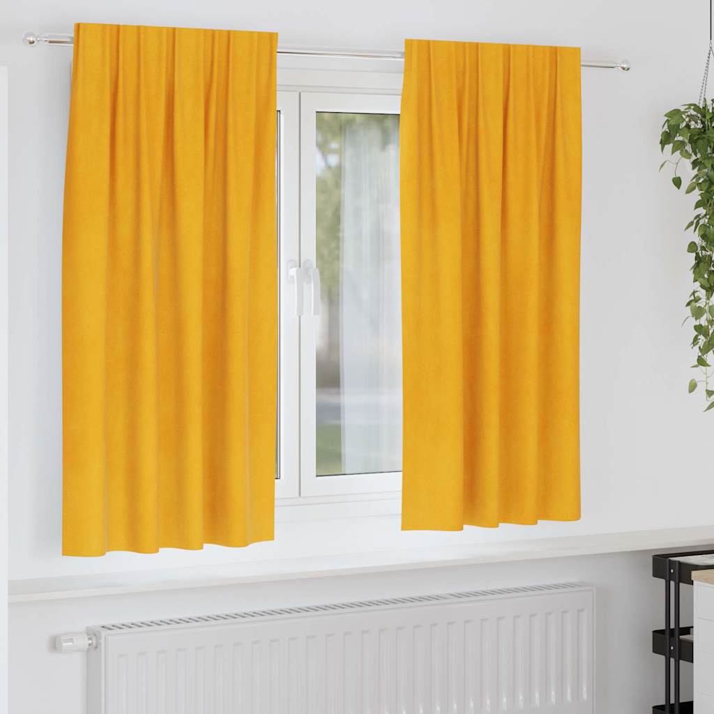 Blendingsgardiner 2 pcs Sennepsgul 140 x 175 cm Fløyel