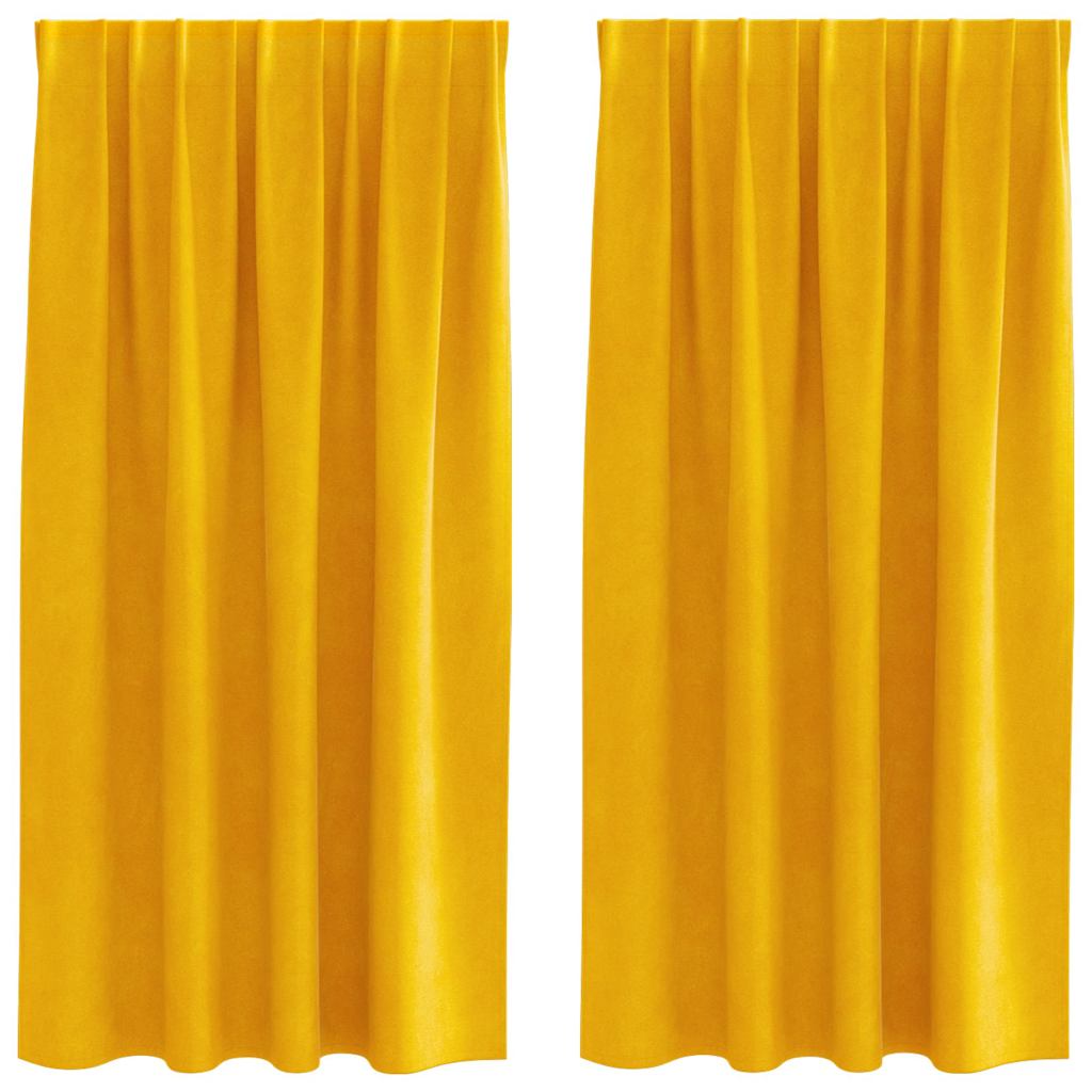 Blendingsgardiner 2 pcs Sennepsgul 140 x 175 cm Fløyel