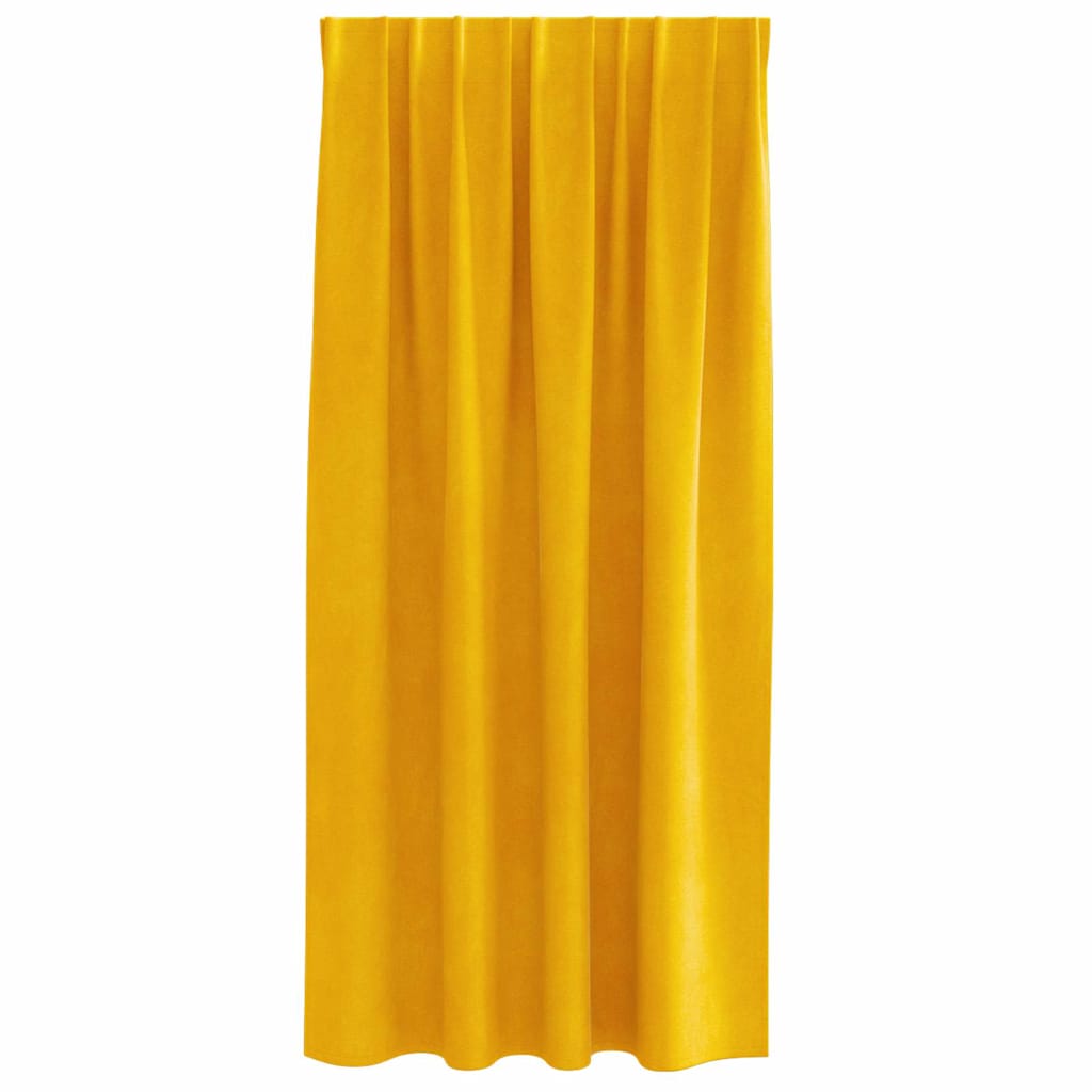 Blendingsgardiner 2 pcs Sennepsgul 140 x 175 cm Fløyel