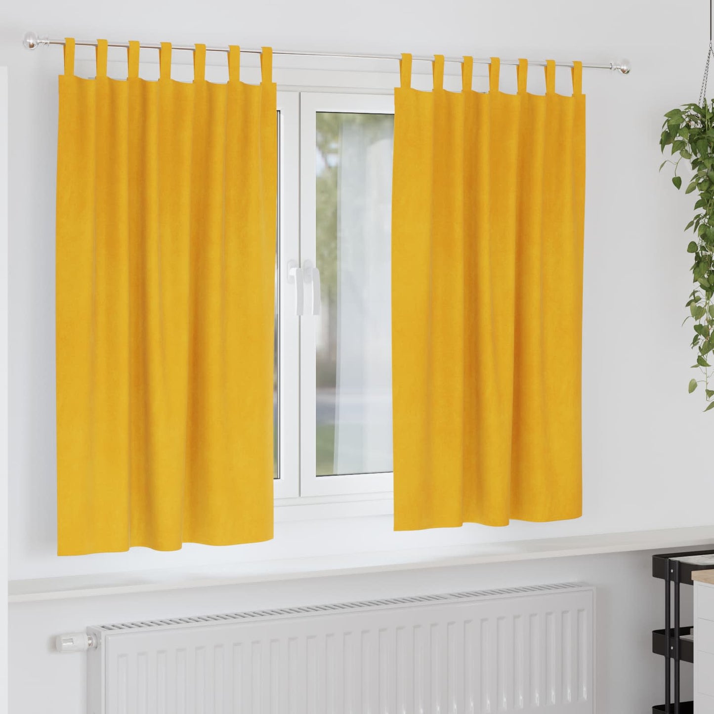 Blendingsgardiner 2 pcs Sennepsgul 140 x 175 cm Fløyel vidaXL