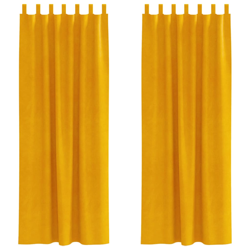 Blendingsgardiner 2 pcs Sennepsgul 140 x 260 cm Fløyel vidaXL