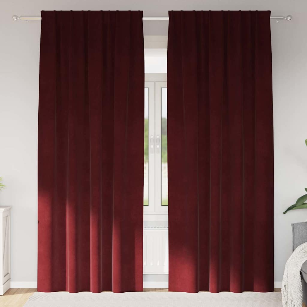 Blendingsgardiner 2 pcs Vinrød 140 x 225 cm Fløyel vidaXL