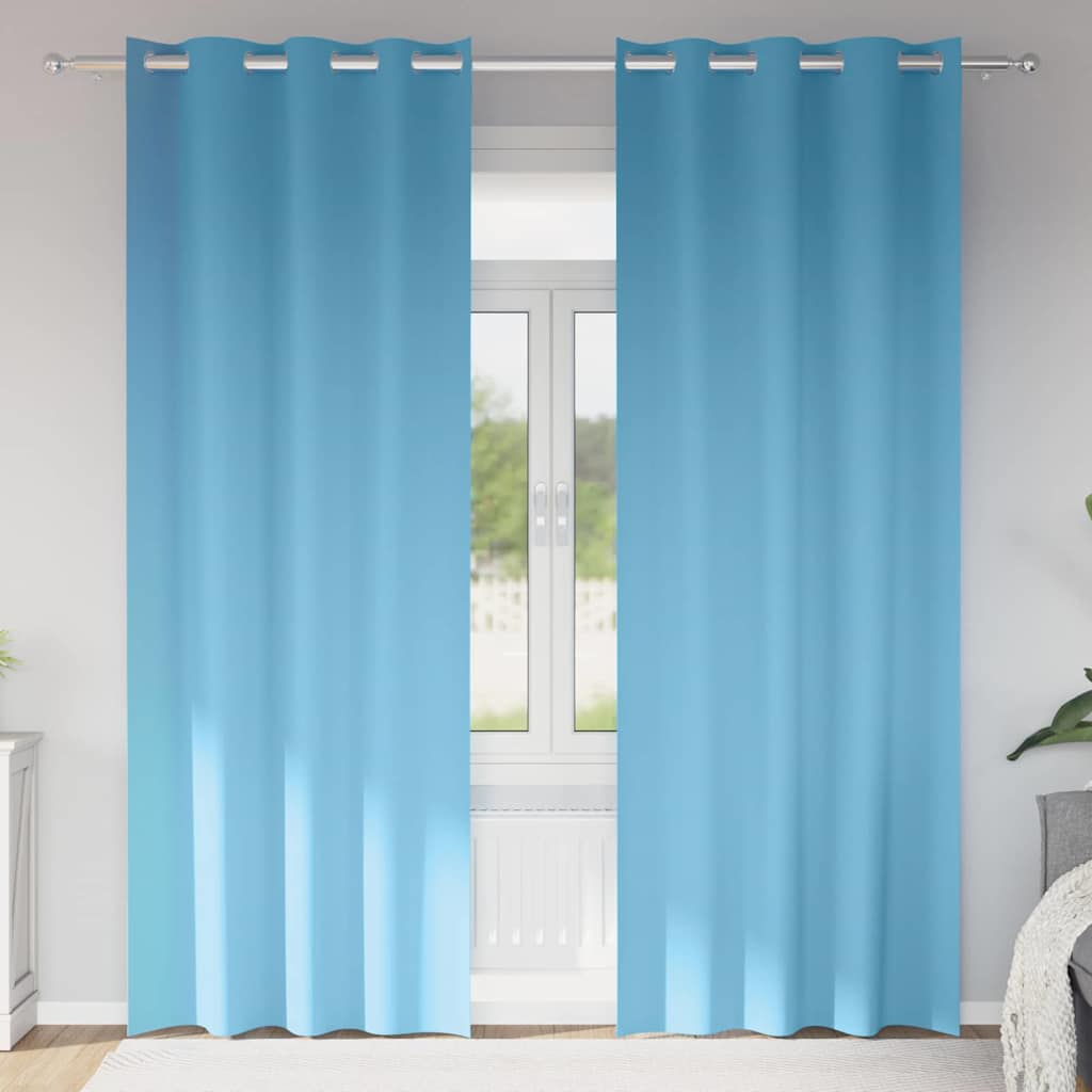 Mørkleggende Gardiner med Ringer 2 pcs Lys blå 225 x 140 cm